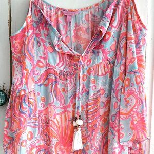 Lilly Pulitzer Alana Dress, LARGE, Pink Pout Too Many Bubbles UNICORN